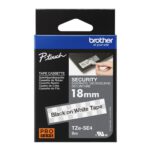 Brother TZe-SE4 18mm Security Tamper Evident Label Tape Black on White 8m