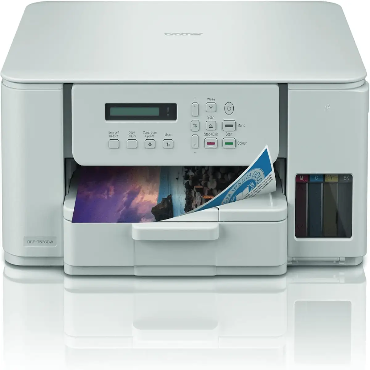 Brother DCP-T536DW wireless all in one ink tank printer front view white background 1200x1200